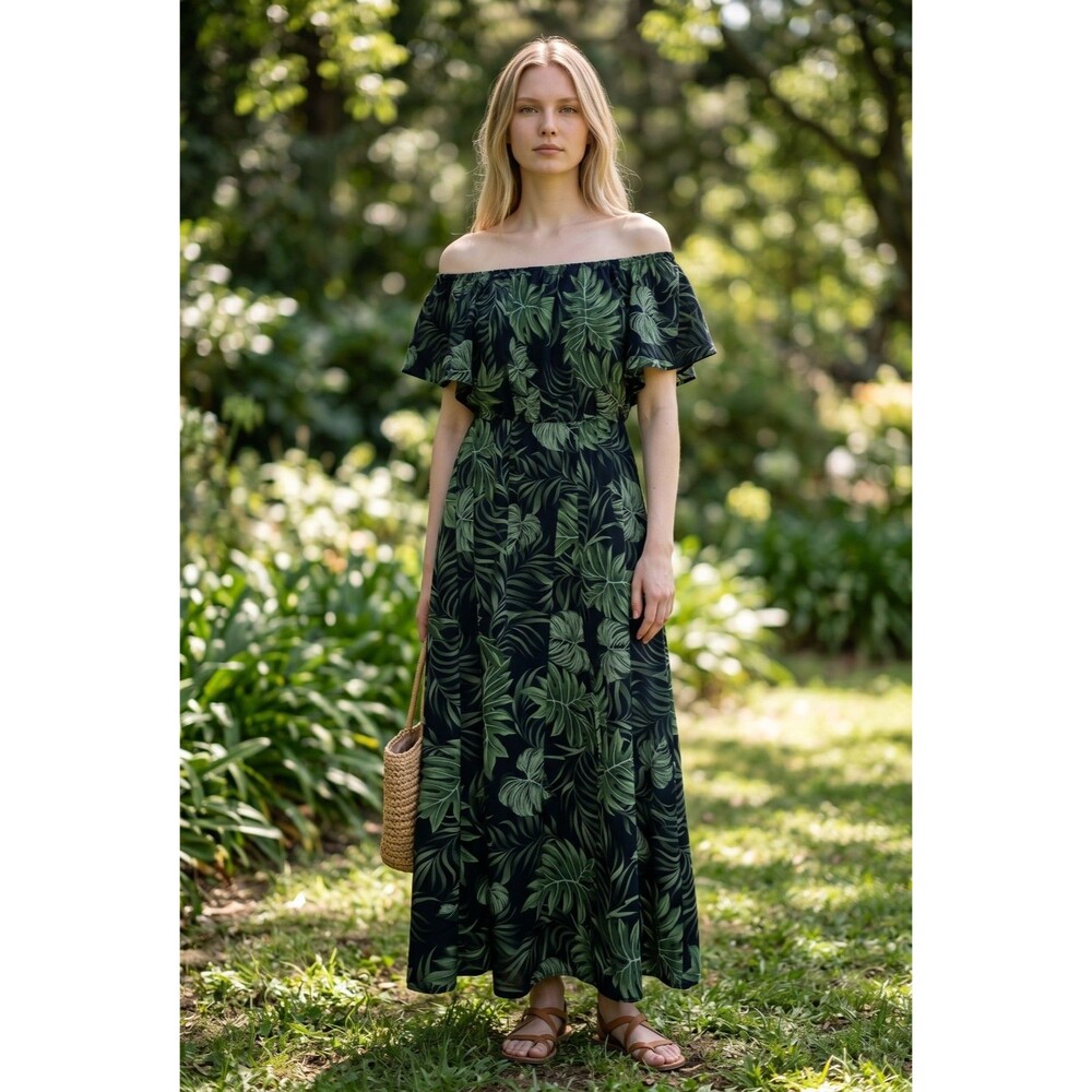 CUPSHE Women’s Tropical Leaf Dress – Size Large – Excellent Used Condition